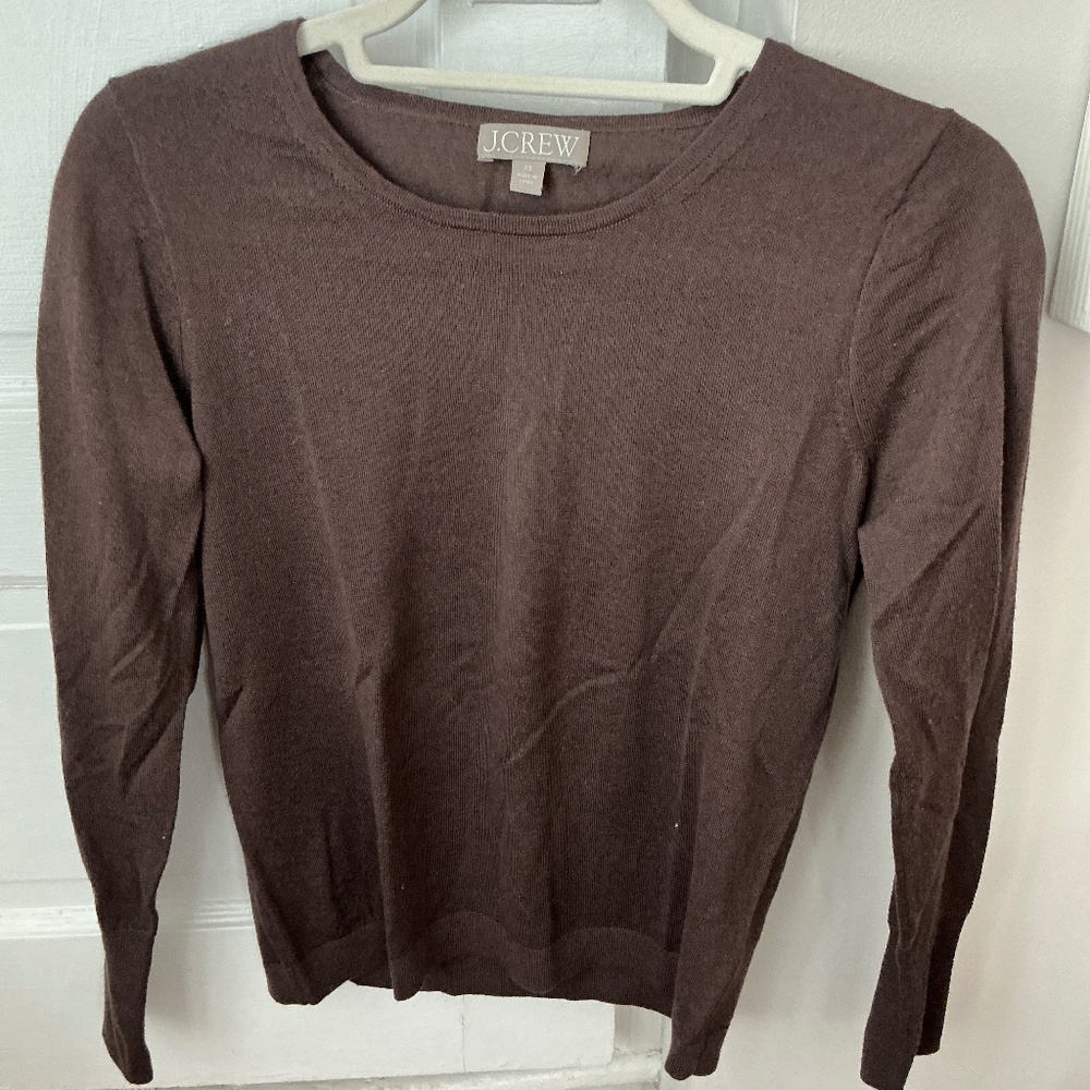 J.Crew Carolyn fitted crewneck sweater in merino wool in soft brown XS